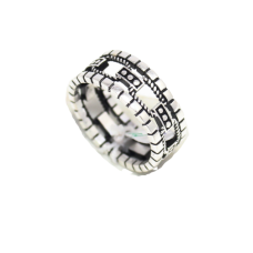 Mens Band Ring Silver Sterling 925 Unisex Men Jewelry Handmade Hand Engraved D890
